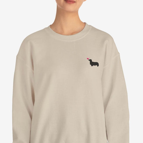 Longhaired Dachshund Sweatshirt for Women - Cute Dachshund Crew Sweatshirt