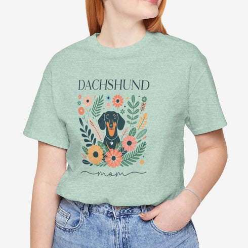 Dachshund T- Shirt for Women - Dachshund Mom Shirt Floral