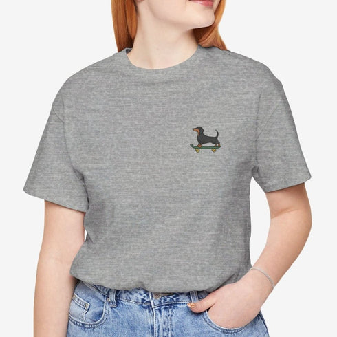Dachshund Skateboard Tee - Wiener Dog T- Shirt for Women