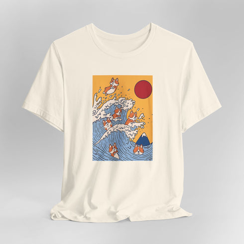 Funny Corgi Shirt for Women - Japanese Art Corgi Lover Tee