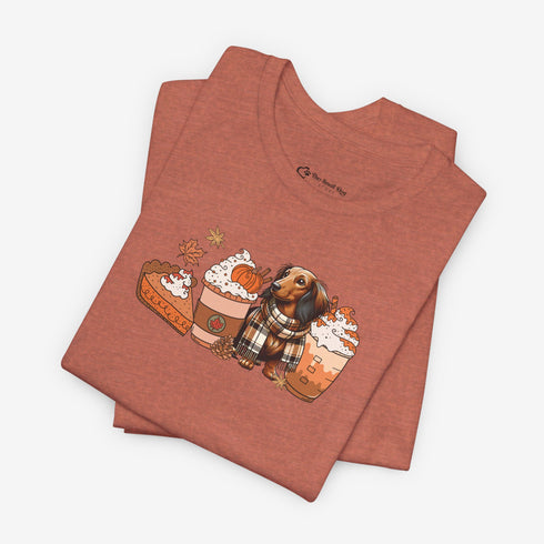 Longhaired Dachshund Fall Tee - Dachshund T- Shirt for Women