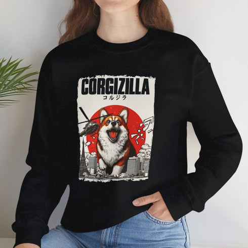 Funny Corgi Sweatshirt for Women - Corgizilla Crew Sweatshirt