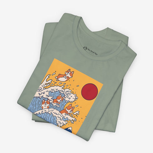 Funny Corgi Shirt for Women - Japanese Art Corgi Lover Tee