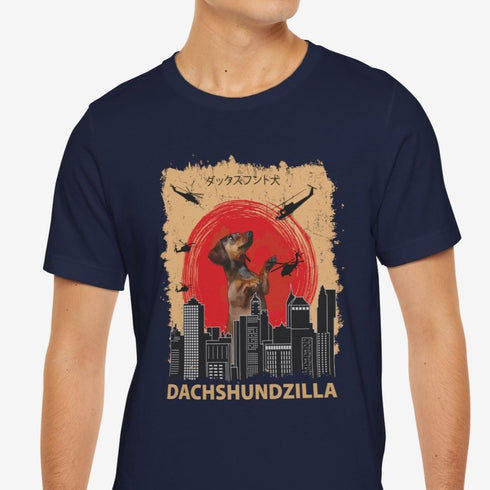 Dachshund Funny Dachshundzilla T-Shirt - Dachshund Shirt for Men