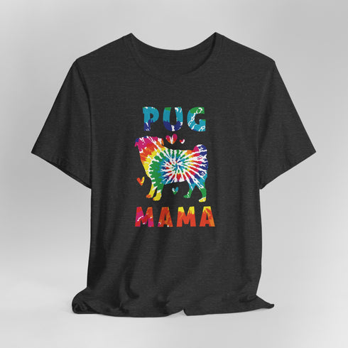 Pug Mom T-Shirt - Retro Tie Dye Pug Shirt for Women