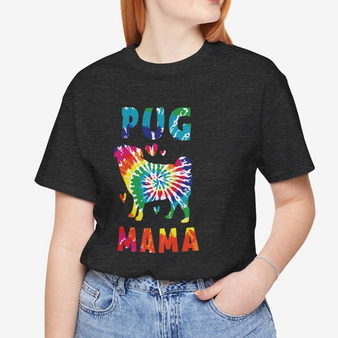 Pug Mom T-Shirt - Retro Tie Dye Pug Shirt for Women