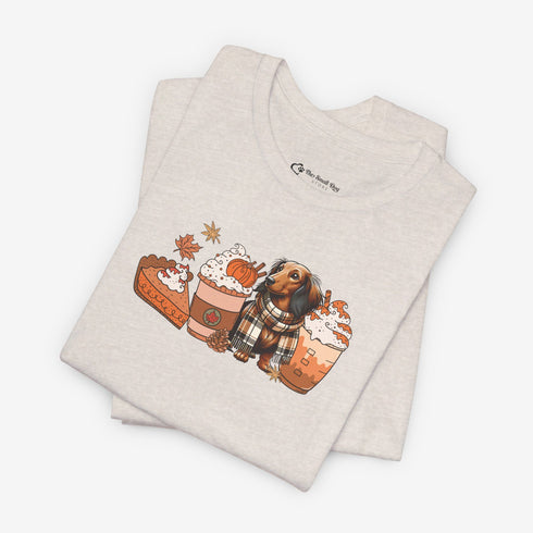 Longhaired Dachshund Fall Tee - Dachshund T- Shirt for Women