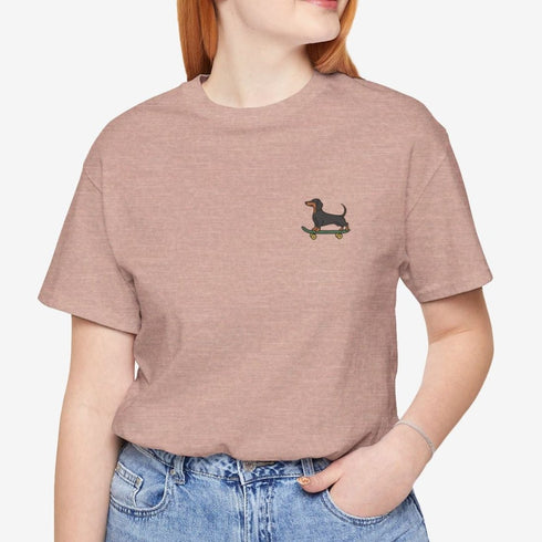 Dachshund Skateboard Tee - Wiener Dog T- Shirt for Women