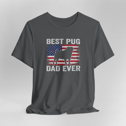 Pug Dad T- Shirt - Pug Shirt for Men - American Flag Pug Tee