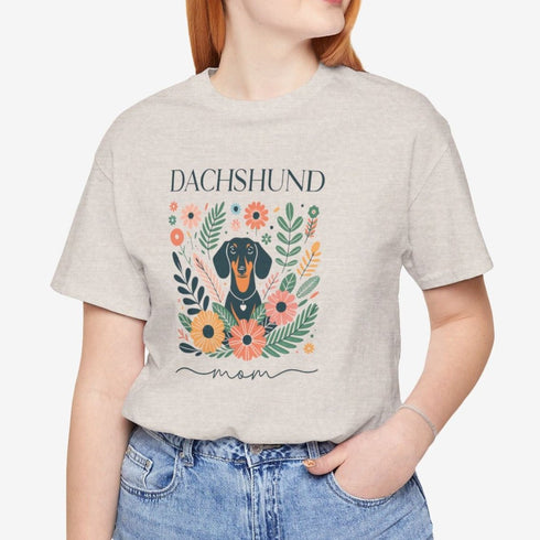 Dachshund T- Shirt for Women - Dachshund Mom Shirt Floral