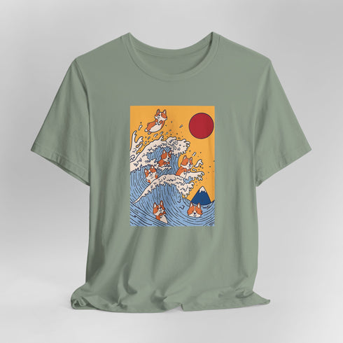Funny Corgi Shirt for Women - Japanese Art Corgi Lover Tee