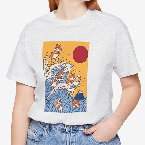 Funny Corgi Shirt for Women - Japanese Art Corgi Lover Tee
