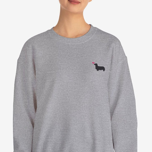 Longhaired Dachshund Sweatshirt for Women - Cute Dachshund Crew Sweatshirt