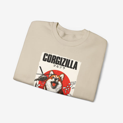 Funny Corgi Sweatshirt for Women - Corgizilla Crew Sweatshirt