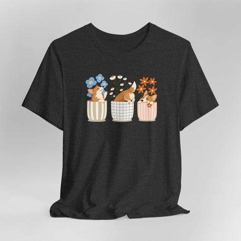corgi t shirt for women. Color dark gray heather