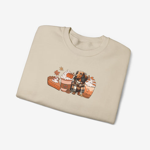 Longhaired Dachshund Autumn Sweatshirt for Women - Crew Sweatshirt