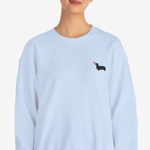 Longhaired Dachshund Sweatshirt for Women - Cute Dachshund Crew Sweatshirt