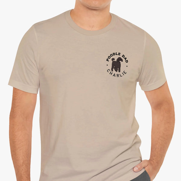 black poodle dad t-shirt tan
