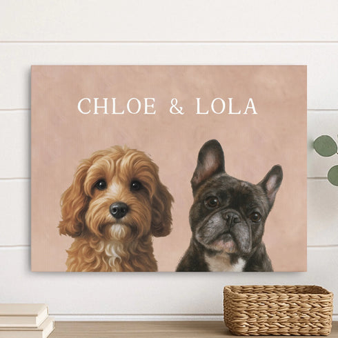 Custom Pet Canvas Painting 2 pets 16X12