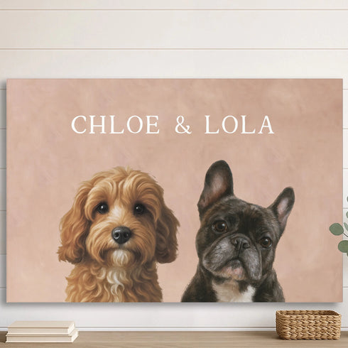 Custom Pet Canvas Painting 2 pets 36x24