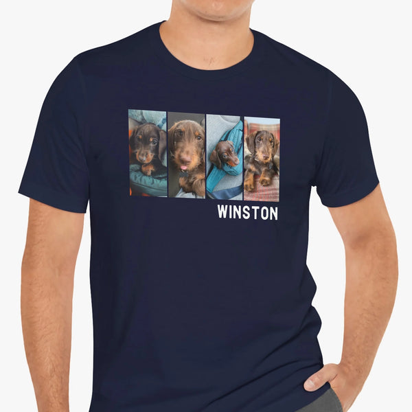Custom pet t-shirt pet photo navy MEN
