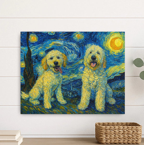 Custom pet canvas van gogh painting style 11X14 HORIZONTAL