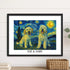 Custom pet portrait van gogh painting style HORIZONTAL 11X14 BLACK