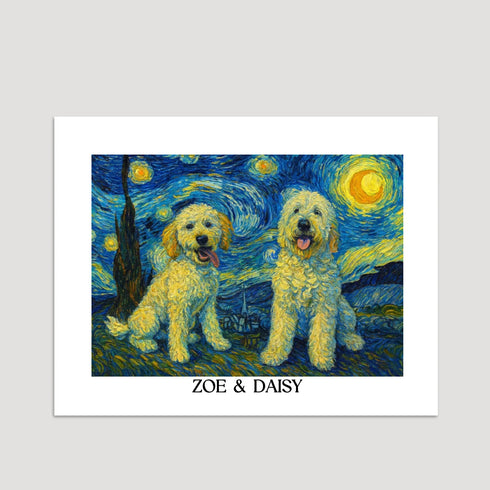 Custom pet portrait van gogh painting style 11X14 POSTER HORIZONTAL