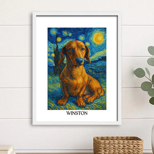 Custom pet portrait van gogh painting style 11X14 WHITE