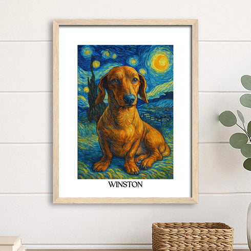 Custom pet portrait van gogh painting style 11X14 WOOD
