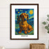 Custom pet portrait van gogh painting style 11X14 DARK WOOD