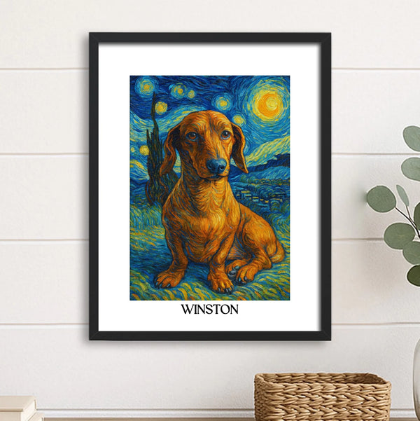 Custom pet portrait van gogh painting style 11X14 BLACK