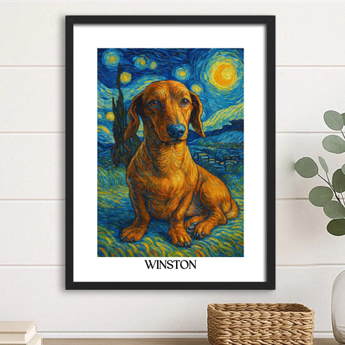 Custom pet portrait van gogh painting style 12X16 BLACK