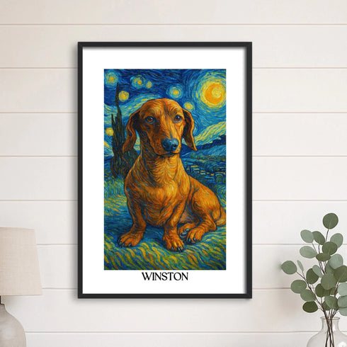 Custom pet portrait van gogh painting style 16X24 BLACK