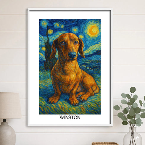 Custom pet portrait van gogh painting style 20x28 white