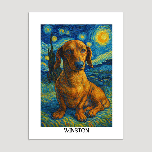 Custom pet portrait van gogh painting style 12X16 POSTER