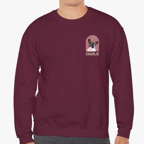 Custom Pet sweatshirt for men maroon pet picture