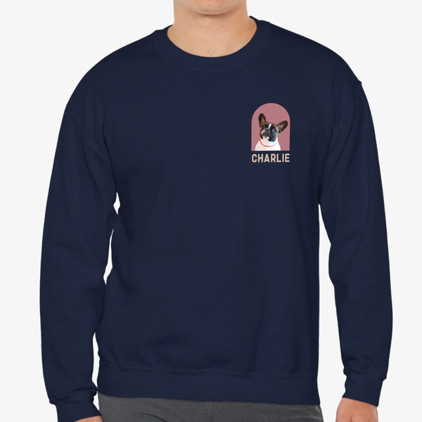 Custom Pet sweatshirt for men navy pet picture