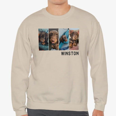 Custom Pet picture sweatshirt for men beige