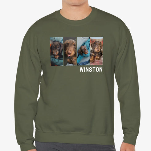 Custom Pet picture sweatshirt for men green