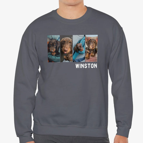 Custom Pet picture sweatshirt for men dark gray