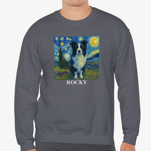 Custom Petsweatshirts for men painting style dark gray