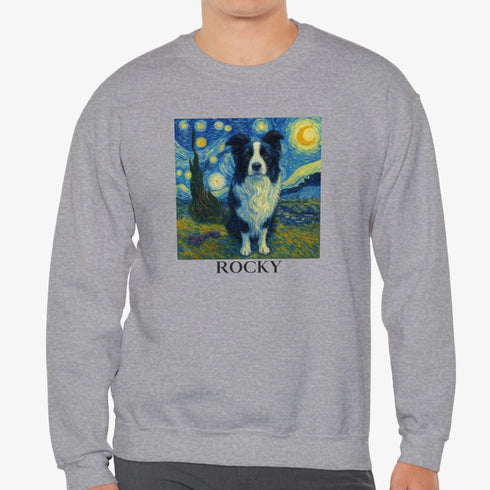 Custom Petsweatshirts for men painting style grey