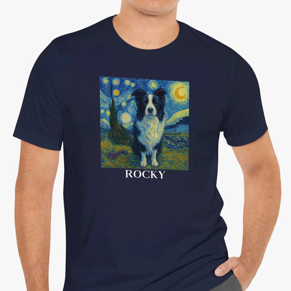 Custom Pet t-shirt for men painting style navy