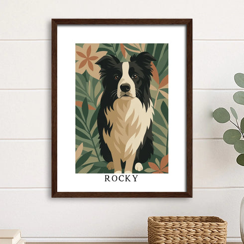 Custom Pet Portrait 11X14 DARK WOOD frame
