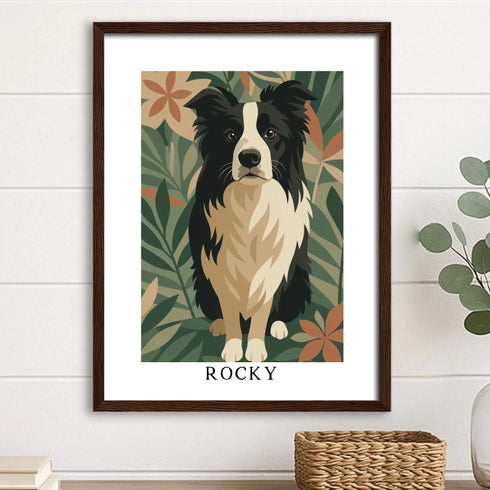 Custom Pet Portrait DARK WOOD frame