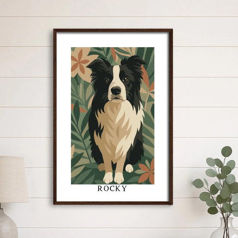 Custom Pet Portrait 16X24 DARK WOOD frame