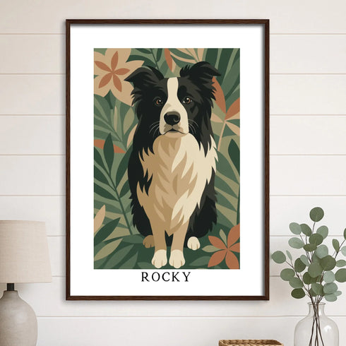 Custom Pet Portrait 20x28 BLACK frame 20x28 dark wood frame