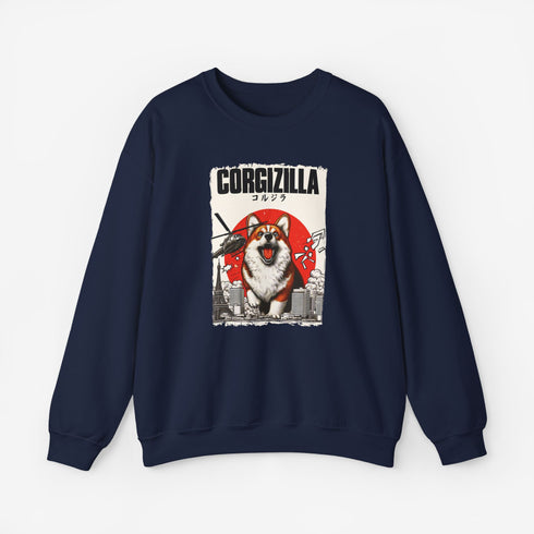 Funny Corgi Sweatshirt for Men - Corgizilla Crew Sweatshirt
