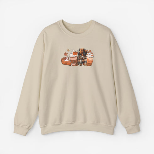 Longhaired Dachshund Autumn Sweatshirt for Women - Crew Sweatshirt